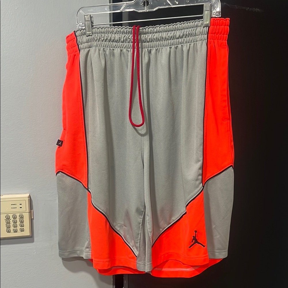 Jordan Gray and Orange Athletic Shorts with Dynamic Design